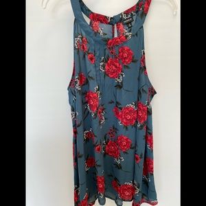 Blue Rose High Neck Georgette Tank